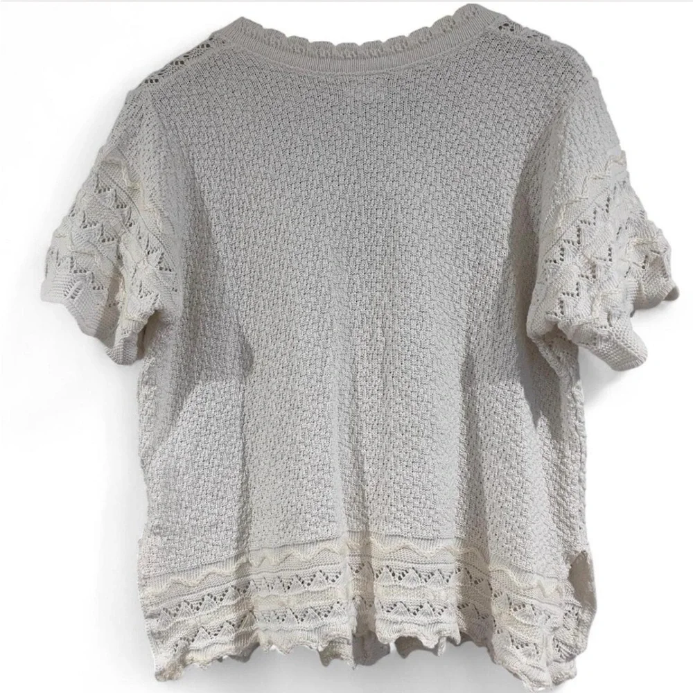 Coastal Grandma Vintage Knit Cardigan - Scallop Hem Rare 80s/90s Bett Mode - Picture 8 of 9